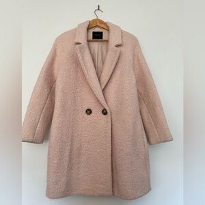 ZARA Textured Bouclé Coat in Blush Pink | Size S | Pre-Owned
